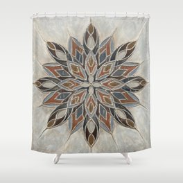 Colorful Gray Beige Rust and Brown Mandala Shower Curtain