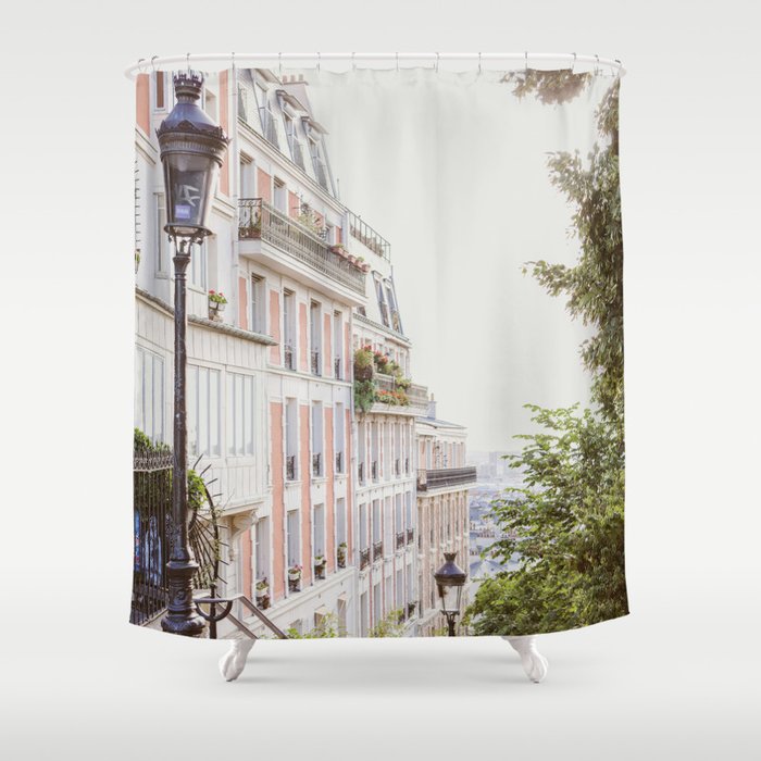 Montmartre Stairs - Paris Travel Photography Shower Curtain