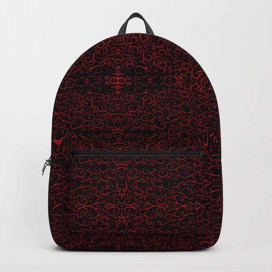Red Swirlicues On Black Backpack