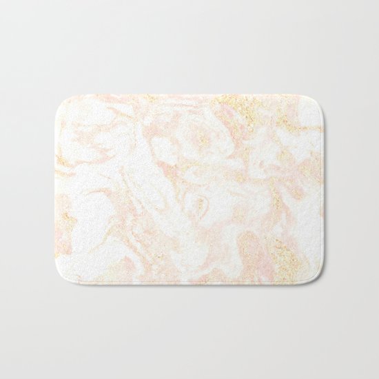 White Marble Pastel Pink and Gold by Nature Magick Bath Mat