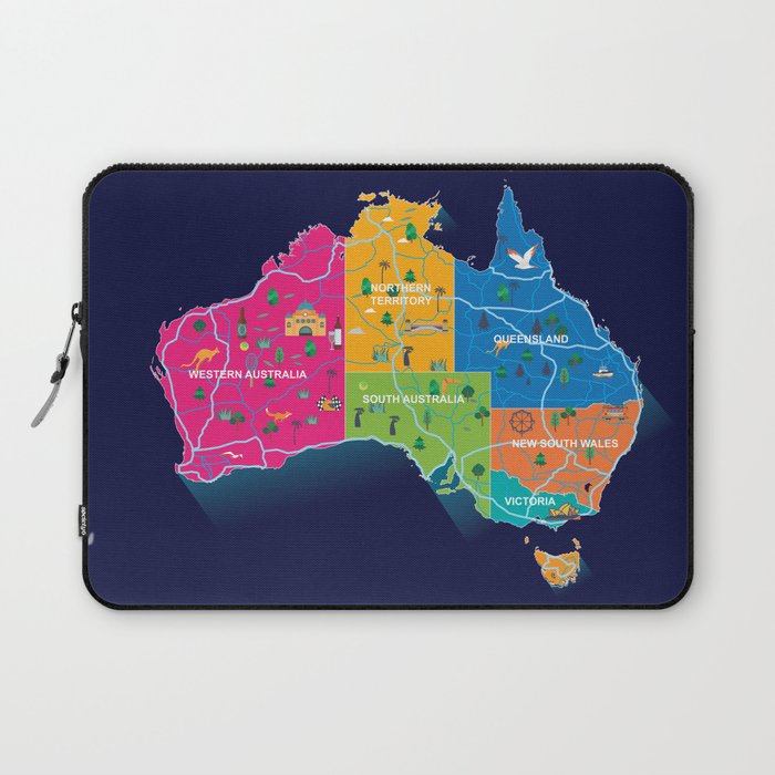 Australia map cartoon illustration Laptop Sleeve