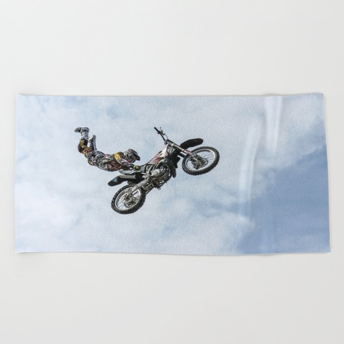 Motocross High Flying Jump Beach Towel By Logicaltoad Society6