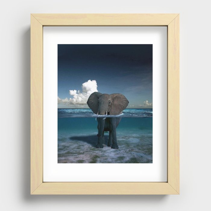 elephant in the sea Recessed Framed Print