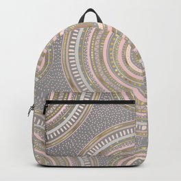 Gold Pink Geometric Doodles Gray Gradient Mandala Backpack