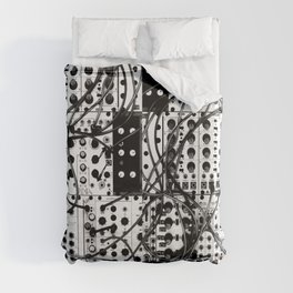 analog synthesizer system - modular black and white Duvet Cover