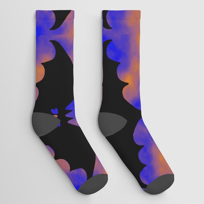 Bats And Bows Blue Orange Socks