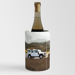 White Car Crossing Body Of Water Wine Chiller