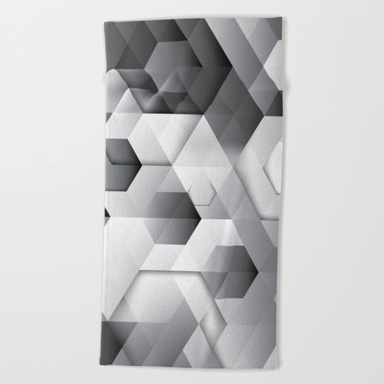 Black geometrics Beach Towel