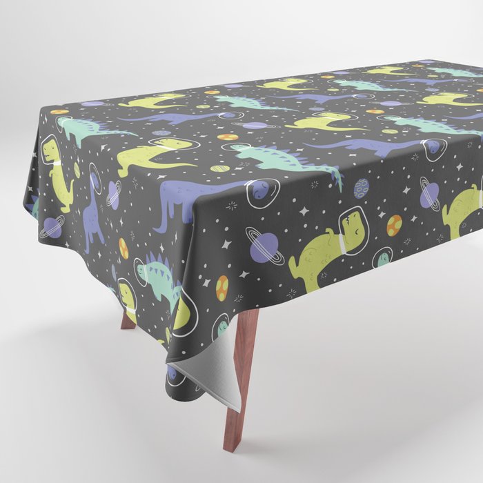 Cute Dinosaurs in Space Tablecloth