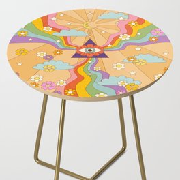 retro hippie boho rainbow print  Side Table