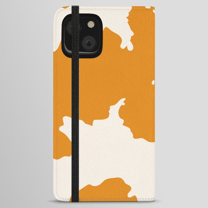 Orange Cowhide Spots iPhone Wallet Case