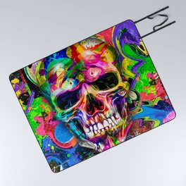 abstract colorful background with colorful skull Picnic Blanket