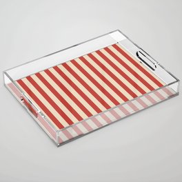 Vintage pink stripes Acrylic Tray