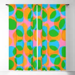 Mid-Century Modern Abstract Bubbles Pink Green Blue Blackout Curtain
