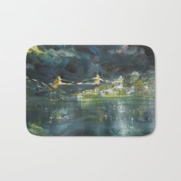 Bristol at Night acrylic painting print by Lynn Ede Bath Mat