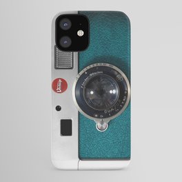Blue Teal retro vintage camera with germany lens iPhone Case
