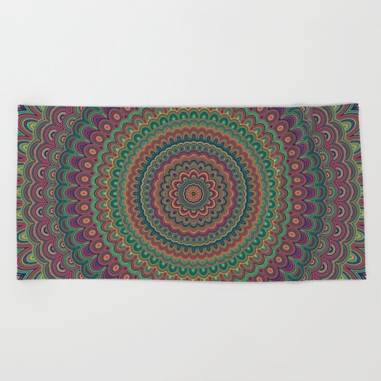 Flower mandala Beach Towel