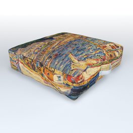 Colorful Provincetown, Cape Cod, Massachusetts seaside nautical sailing landscape by Reynolds Beal Outdoor Floor Cushion