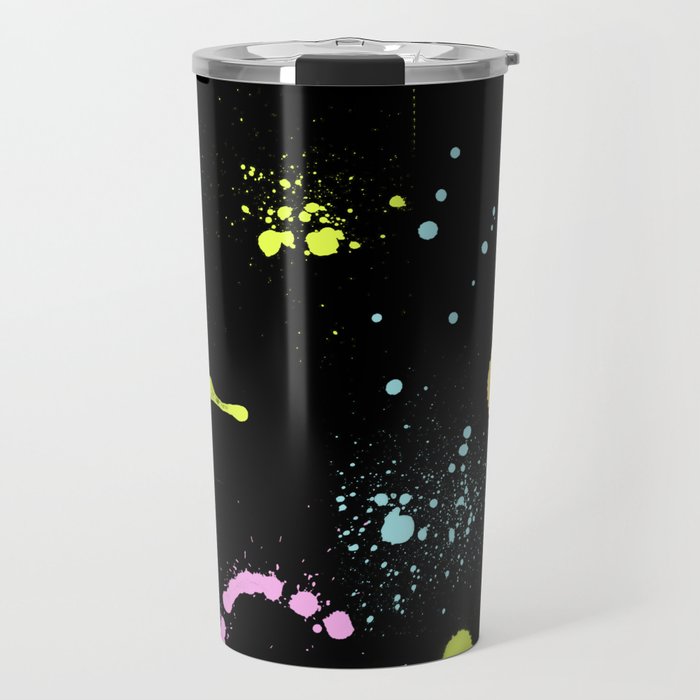 Neon paint splatter Travel Mug