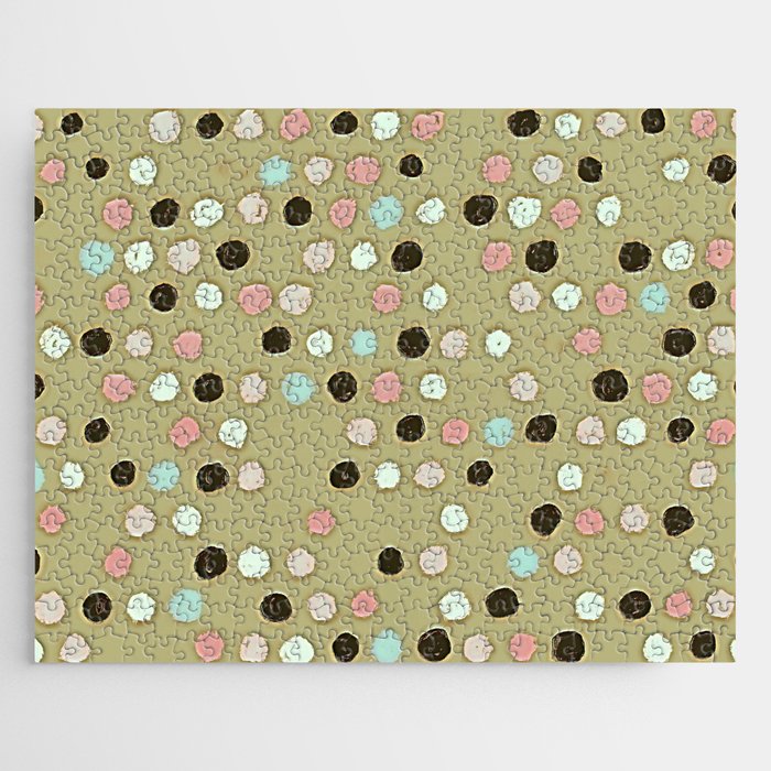 Scatter Dots in Khaki & Pastels Jigsaw Puzzle
