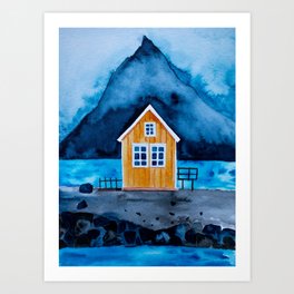 Norway Lofoten Oranges House Art Print