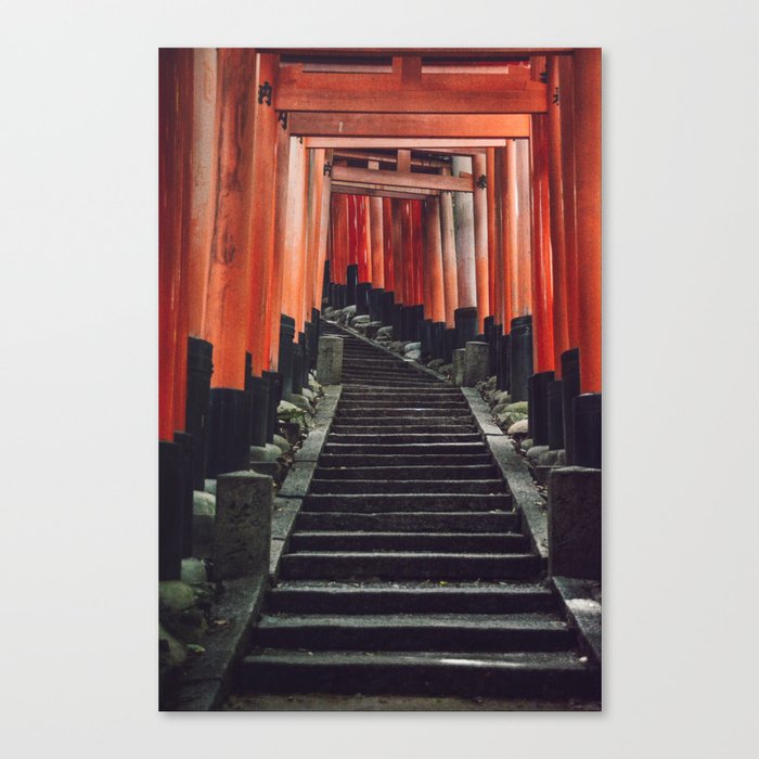 Red Arches of Fushimi Inari-taisha. Kyoto, Japan. Culture Travel Print - Photography Wall Art.  Canvas Print
