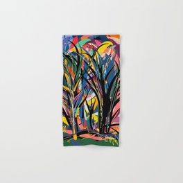 Trees in the Night Landscape Abstract Art Expressionism Hand & Bath Towel