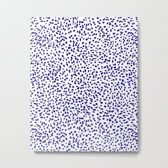 Vonnie - abstract minimal indigo blue dalmatian dots brushstrokes animal print monochromatic print Metal Print