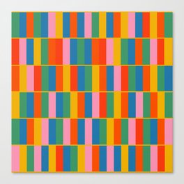 Long Blocks Colourful Geometric Check Pattern in Rainbow Pop Colors Canvas Print