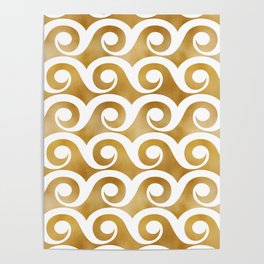 Disco Beach - Metallic Gold Abstract Waves Poster