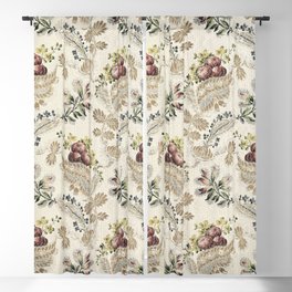 White French Floral with Pink Roses and Leaves Blackout Curtain