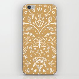 Modern folk ornament on ochre iPhone Skin