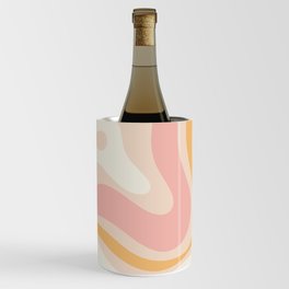 Modern Retro Liquid Swirl Abstract Pattern Square in Pale Blush Pink and Mellow Apricot Wine Chiller