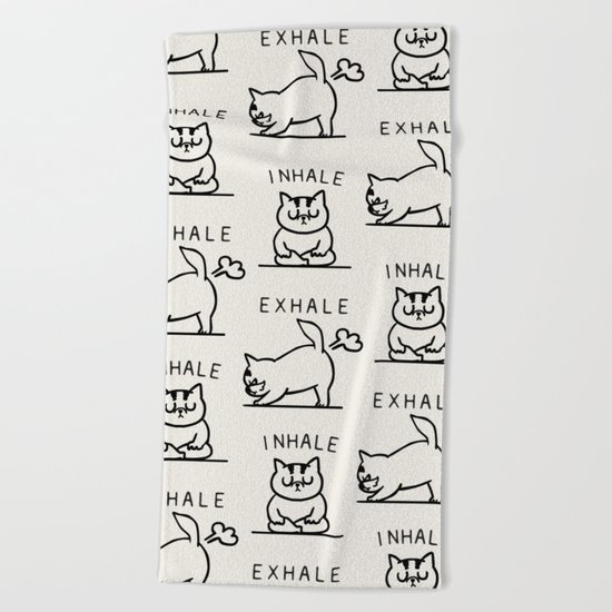 Inhale Exhale Cat Beach Towel