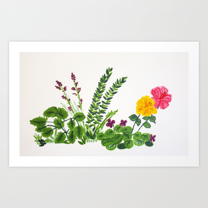 Leaves and Flowers Art Print