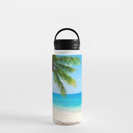 palm tree by the beach Water Bottle
