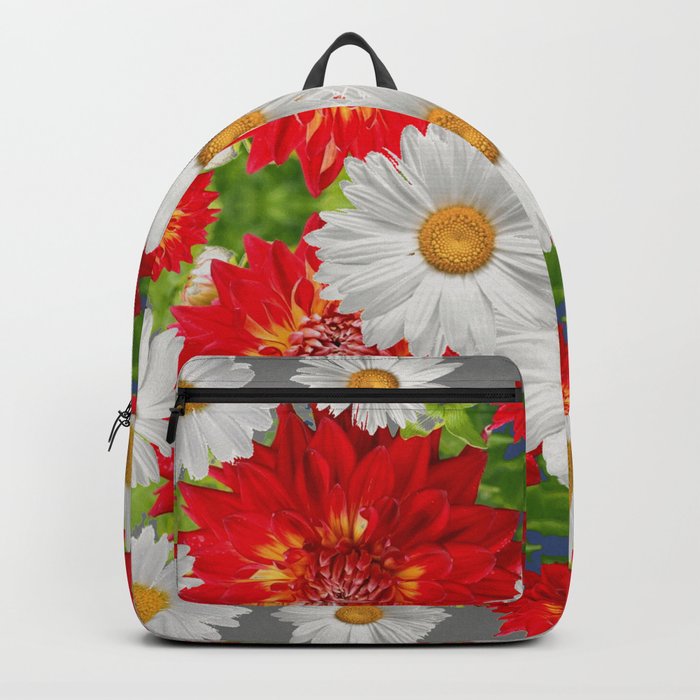  WHITE DAISIES & RED DAHLIAS PATTERN ART Backpack
