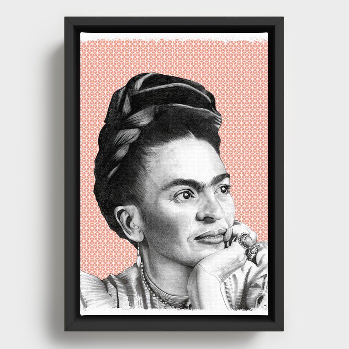 Frida Bright Print Feminist Icon Wall Art Frida Kahlo Self Portrait Bohemian Gallery Framed Canvas
