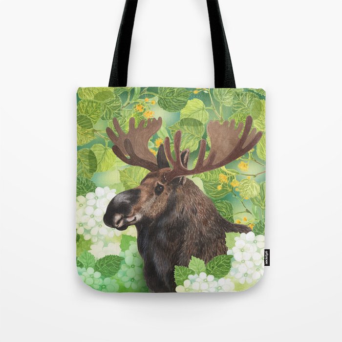 A beautiful moose in green Tote Bag