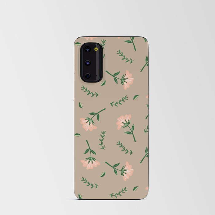 Tan Floral Pattern Android Card Case