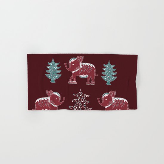Elephants, trees and flowers Hand & Bath Towel