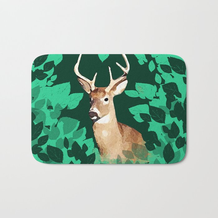 Deer with Bountiful Leaves Bath Mat