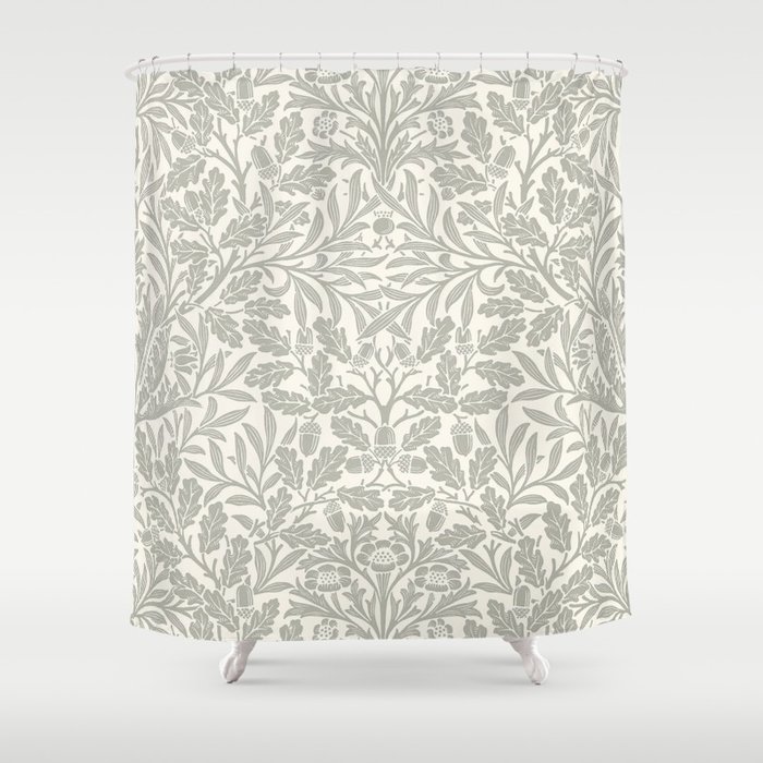 William Morris Pure Acorn Soft Pebble Grey & White Shower Curtain