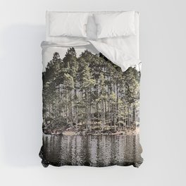 Spring Pine Trees of Loch an Eilein in I Art and Afterglow  Duvet Cover