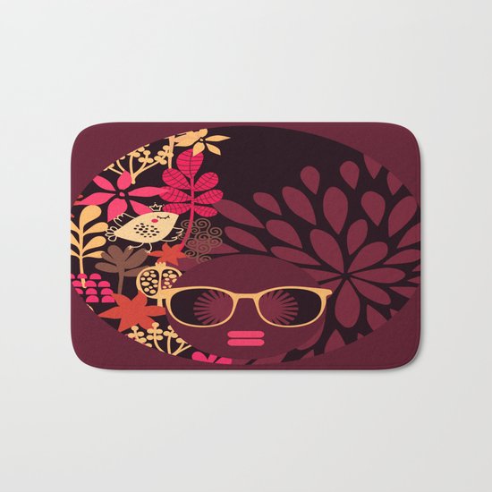 Afro Diva : Sophisticated Lady Deep Pink & Burgundy Bath Mat