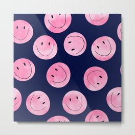 Happy Pink Smile Faces Pattern Metal Print | Pink Lover, Smiley Face, Aesthetic Pink, Emoticons, Pink Girly, Clown Core, Trendy, Clowncore, Smile Face, 90S 