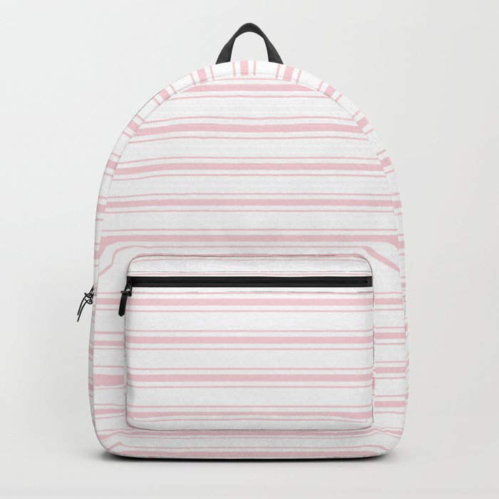 Large Millennial Pink Pastel Color Mattress Ticking Stripes Backpack