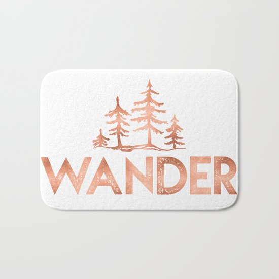 WANDER Rose Gold Trees on Black Bath Mat