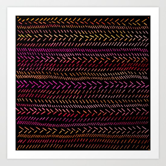 FUNKY RHYTHM - Collab Art with Sreetama Ray, Bright Bold Fun Pattern Collaboration Piece Art Print
