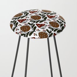 Mushrooms and Pine Cone Classic Red White Counter Stool